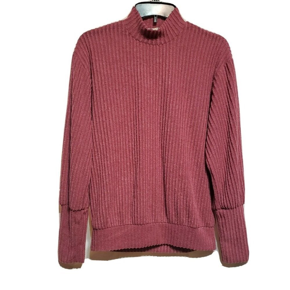 C Sweater Top Ribbed Pullover Size Small Long Sleeves
